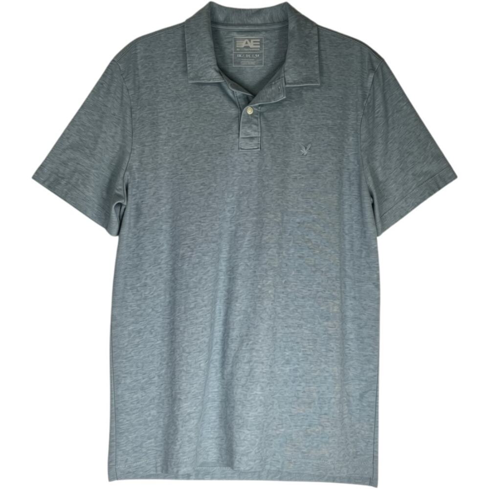 American Eagle Outfitters Soft Blue Stretch Polo Shirt Size M